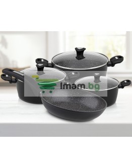 К-т съдове за готвене 7 части мраморно покритие